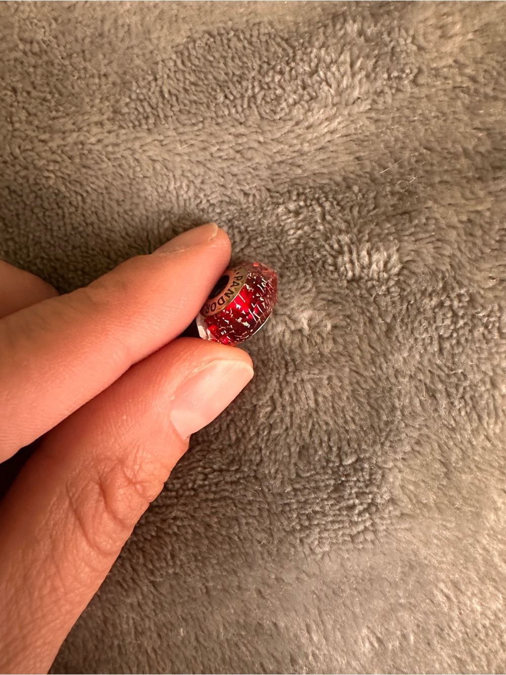 Pandora Red Crackle Murano Glass Charm Bead